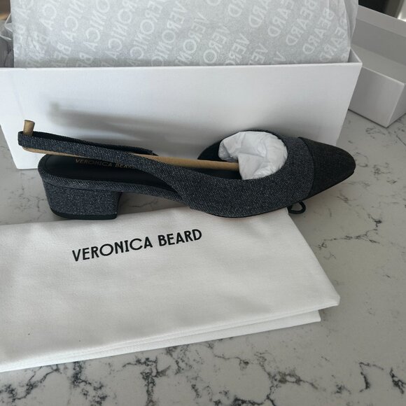 NWT - Veronica Beard, Cecile Denim Cap-Toe Slingback, Size 8 - Picture 8 of 10